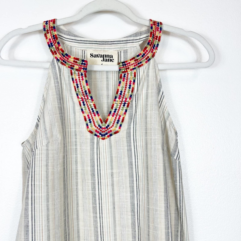 Savanna Jane Embroidered Boho Sleeveless Shift Dress Size Small - Picture 2 of 9
